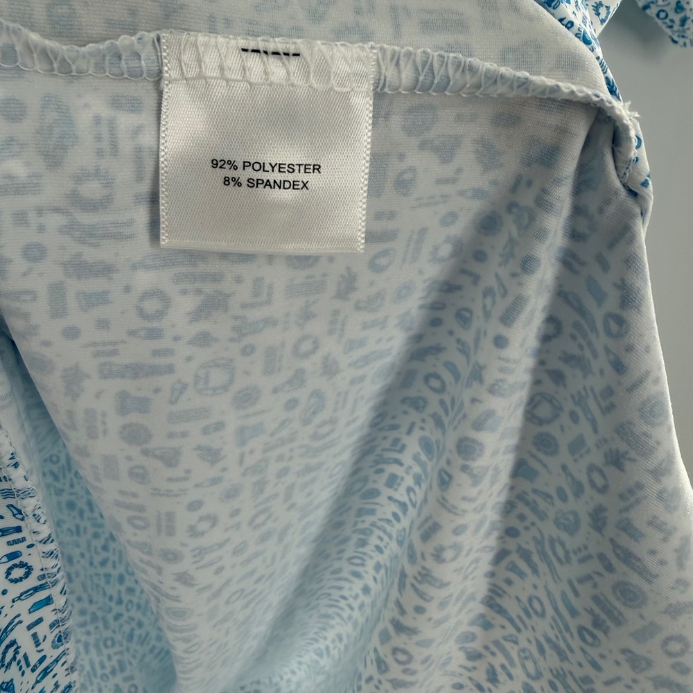 Peter Millar Summer Comfort Crown Sport Polo Mens XL Blue White Print MS20EK31S - Picture 6 of 10